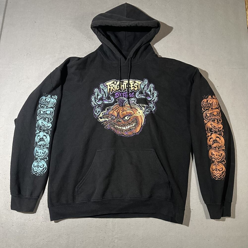 Six Flags Fright Fest Hoodie Men's XL Spooky Colorful